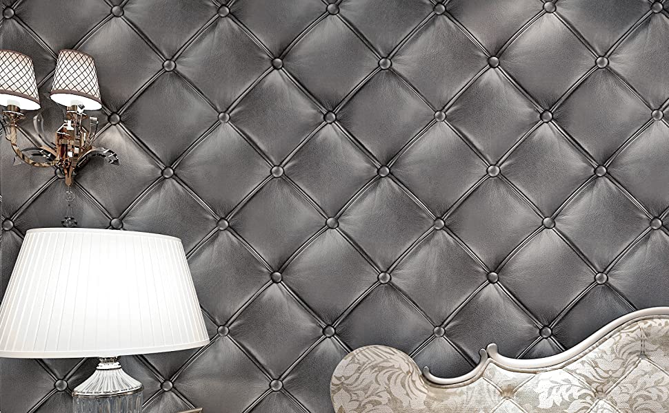 HANMERO® Vintage 3D Faux Leather Textured Lattice Wallpaper