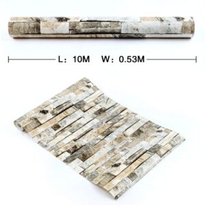 Hanmero Imitation Brick Marble Wall Pattern Wallpaper Beige Cream Grey - Image 4