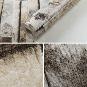 Hanmero Imitation Brick Marble Wall Pattern Wallpaper Beige Cream Grey - Image 8