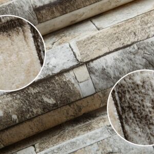 Hanmero Imitation Brick Marble Wall Pattern Wallpaper Beige Cream Grey - Image 9