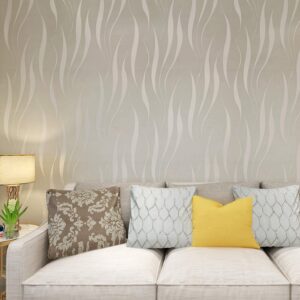 HANMERO Modern Minimalist Non-Woven 3D Flocking Embossed Wallpaper