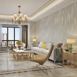 Hanmero Water Plant Pattern 3D Flocking Embossed Wallpaper Silver & Grey - Image 2