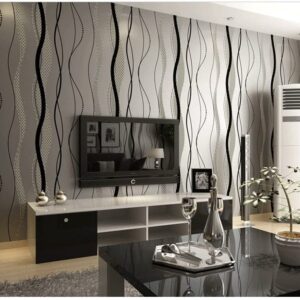 HANMERO Minimalist Geometric Lines Wavy Stripes and Curves Microfiber Nonwoven Wallpaper