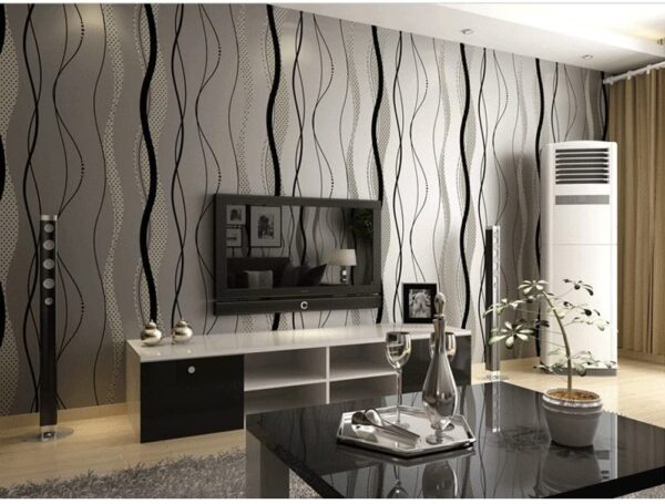 3D Stripe Curve Wall Paper Non-Woven Wallpaper Roll Bedroom Background Decor UK 