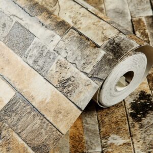 HANMERO® Rural Style Vivid Imitation Brick Wall Pattern Wallpaper Brown - Image 5