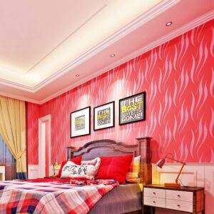 Hanmero Water Plant Pattern 3D Flocking Embossed Wallpaper Shocking Pink - Image 3