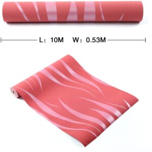 Hanmero Water Plant Pattern 3D Flocking Embossed Wallpaper Shocking Pink - Image 6