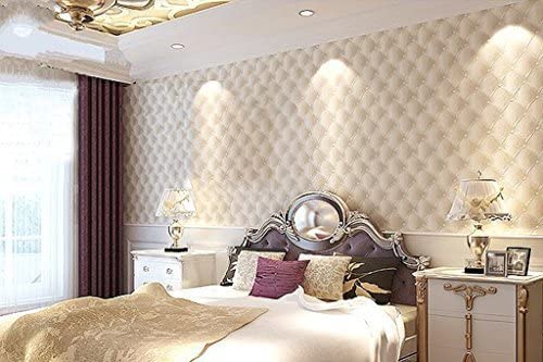 HANMERO Modern Luxury 3D Faux Leather Textured 10m Vinyl Mural Wallpaper for Living Bedroom Beige