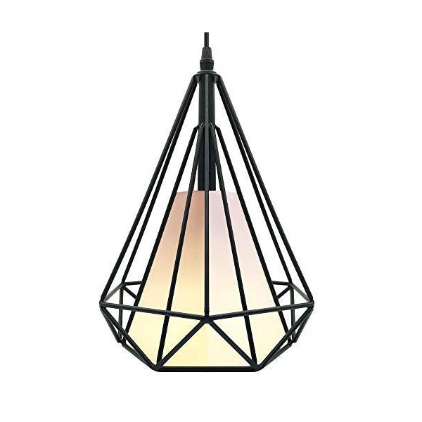 Homesbrand Ceiling Pendant Light Black Iron Basket Cage