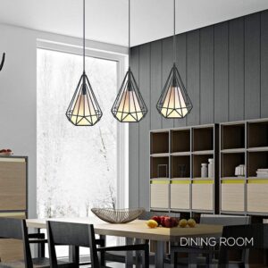Retro Style Ceiling Pendant Light - Black Iron Basket Cage - Image 3