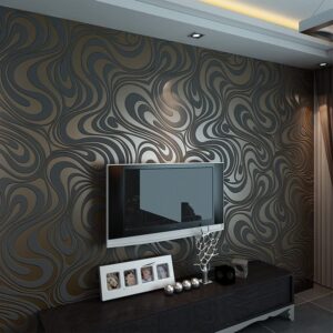 HANMERO Modern Minimalist Abstract Curves Glitter Non-woven 3D Wallpaper For Bedroom Living Room TV Backdrop Brown