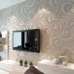 HANMERO Modern Minimalist Abstract Curves Glitter Non-woven 3D Wallpaper Roll Mural Papel De Parede Flocking Striped Wallcoverings For Bedroom Living Room TV Backdrop Cream White and Taupe