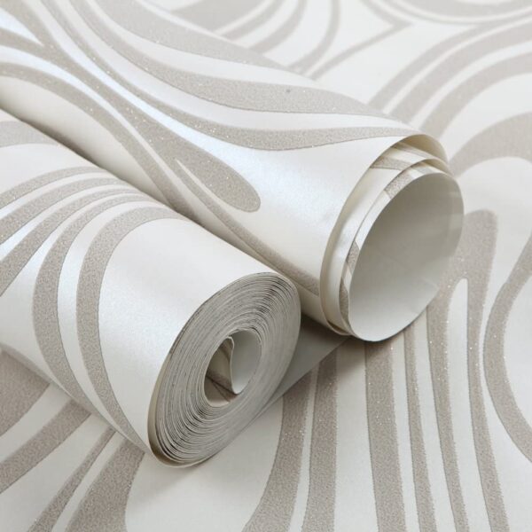 HANMERO Minimalist Abstract Curves Glitter 3D Wallpaper Cream White and ...