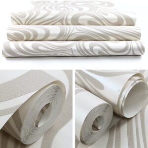 HANMERO Minimalist Abstract Curves Glitter 3D Wallpaper Cream White and Taupe - Image 5