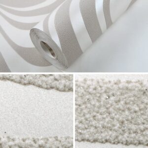 HANMERO Minimalist Abstract Curves Glitter 3D Wallpaper Cream White and Taupe - Image 6