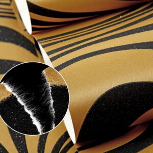 Hanmero Minimalist Abstract Curves Glitter 3D Wallpaper Gold&Black - Image 7