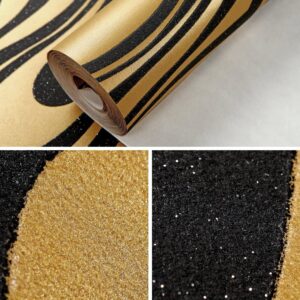 Hanmero Minimalist Abstract Curves Glitter 3D Wallpaper Gold&Black - Image 8