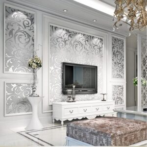 HANMERO Victorian Damask Embossed Textured Non Woven Flocking Wallpaper - Image 3