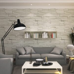 HANMERO Brick Wallpaper Rural Style Imitation Brick Wall Pattern Looks Real Up Wallpaper 20.86 Inches by 393.7 Inches Long Murals PVC Vinyl Dimensional 3D Gray Wall Paper TV Living Room Bedroom Decor Light Gray