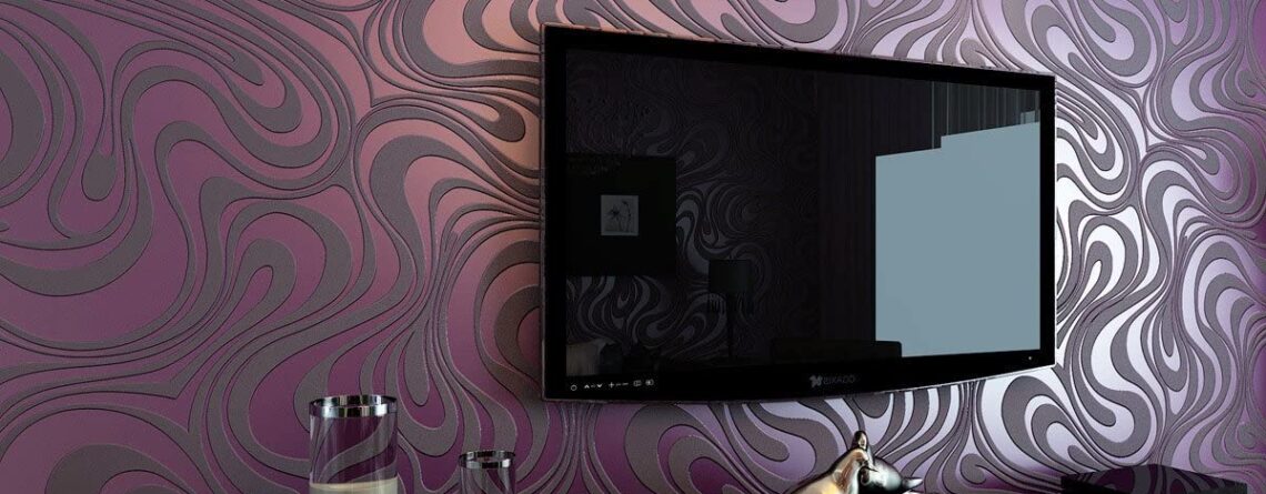 Hanmero Modern Minimalist Abstract Curves Glitter 3D Wallpaper Purple