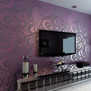 Hanmero Modern Minimalist Abstract Curves Glitter 3D Wallpaper Purple