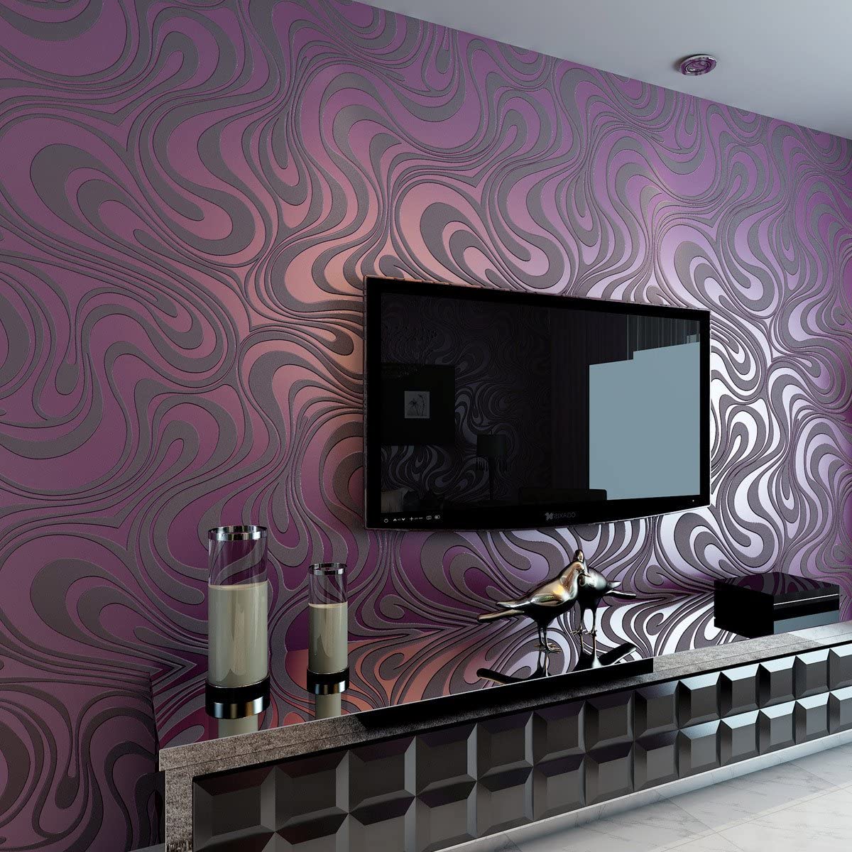 Purple Living Room Wallpaper | Baci Living Room