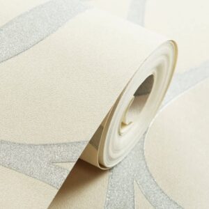 Hanmero Romantic Rose 3D Flower Pattern Embossed Flocking Wallpaper Silver - Image 5