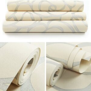 Hanmero Romantic Rose 3D Flower Pattern Embossed Flocking Wallpaper Silver - Image 6