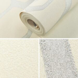 Hanmero Romantic Rose 3D Flower Pattern Embossed Flocking Wallpaper Silver - Image 7