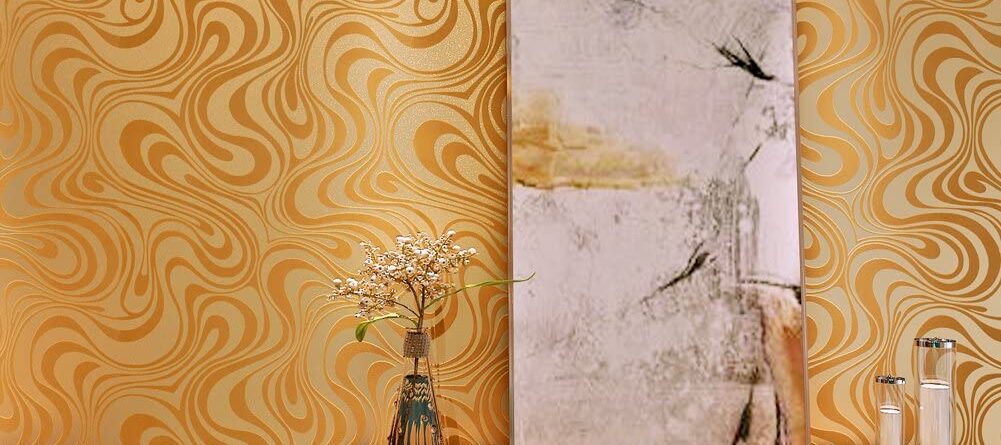 HANMERO Minimalist Abstract Curves Glitter 3D Wallpaper Gold