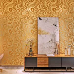 HANMERO Minimalist Abstract Curves Glitter 3D Wallpaper Gold