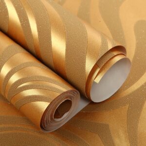 Hanmero Minimalist Abstract Curves Glitter 3D Wallpaper Gold - Image 3