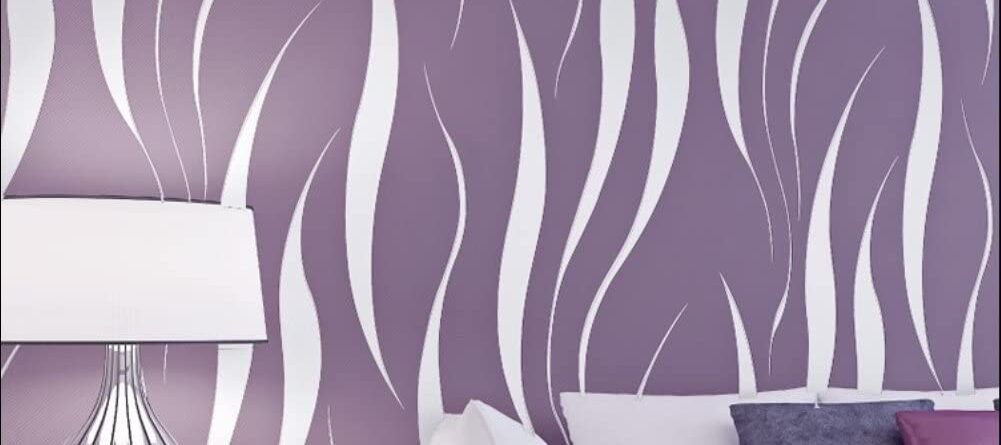 HANMERO Extra Thick Water Plant Pattern 3D Flocking Embossed Wallpaper Purple