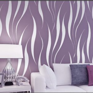 HANMERO Extra Thick Water Plant Pattern 3D Flocking Embossed Wallpaper Purple