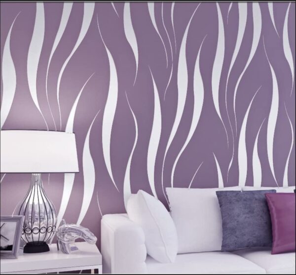 HANMERO Extra Thick Water Plant Pattern 3D Flocking Embossed Wallpaper Purple