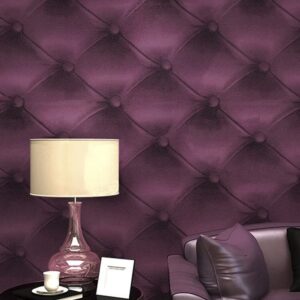 HANMERO Modern Luxury 3D Faux Leather Textured 10m Vinyl Mural Wallpaper for Living Bedroom Purple