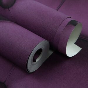 Hanmero Vintage 3D Faux Leather Textured Lattice Wallpaper Purple - Image 3