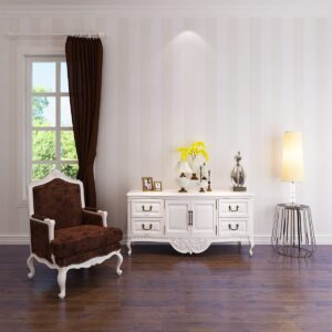 HANMERO European Modern Minimalist Country Luxury Stripe Nonwoven Fabric Wallpaper Rolls for Living Room Bedroom Tv Backdrop Wall Cream & White