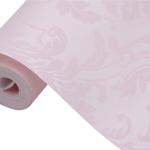 Hanmero Classic Glitter Flocking Textured Damask Wallpaper Pink - Image 6
