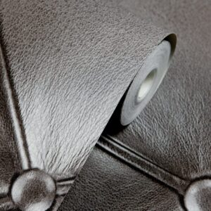 Hanmero Vintage 3D Faux Leather Textured Lattice Wallpaper Grey - Image 5