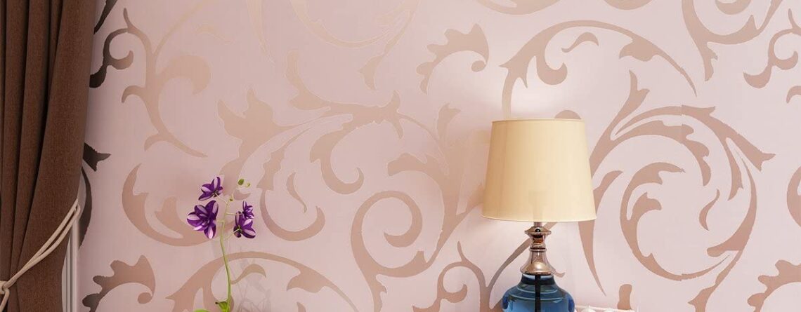 HANMERO Flocking Victorian Damask/embossed Wallpaper Pink & Grey