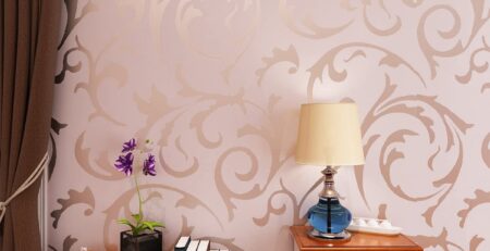 HANMERO Flocking Victorian Damask/embossed Wallpaper Pink & Grey