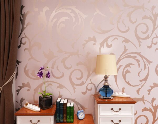 HANMERO Flocking Victorian Damask/embossed Wallpaper Pink & Grey