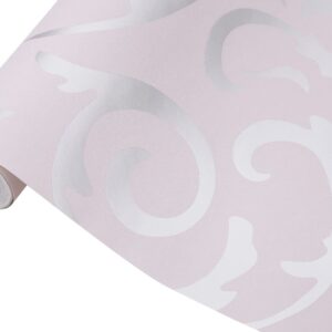 Hanmero Flocking Victorian Damask Embossed Wallpaper Pink & Gray - Image 3