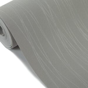 Hanmero Classic Flocking Plain Stripe Modern Wallpaper Silver Grey - Image 4