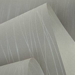 Hanmero Classic Flocking Plain Stripe Modern Wallpaper Silver Grey - Image 6