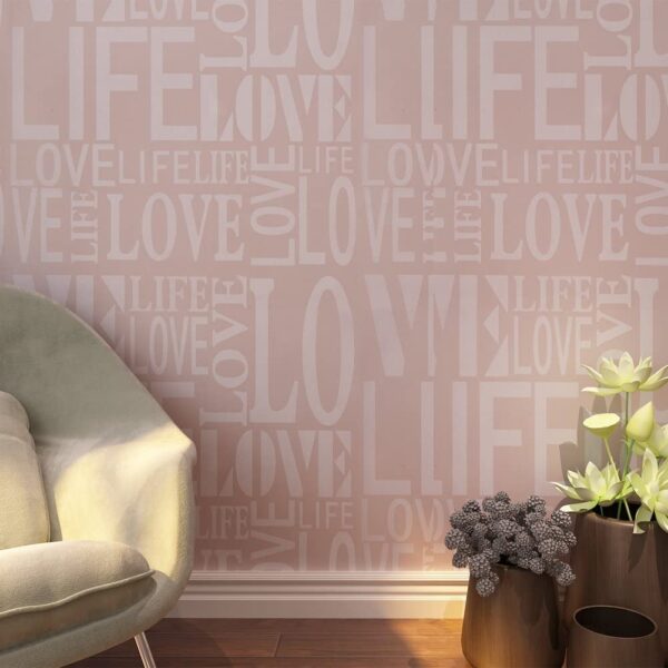 HANMERO 3D Modern Fashion Love&Life Letters Nonwoven Wallpaper Bedroom Wall Paper Roll Decor 57 Square Feet Light Purple