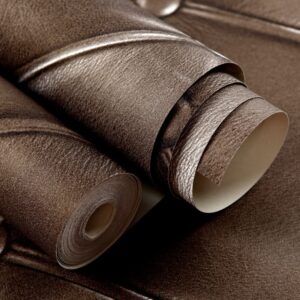 Hanmero Vintage 3D Faux Leather Textured Lattice Wallpaper Brown - Image 3