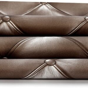 Hanmero Vintage 3D Faux Leather Textured Lattice Wallpaper Brown - Image 6
