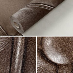 Hanmero Vintage 3D Faux Leather Textured Lattice Wallpaper Brown - Image 8